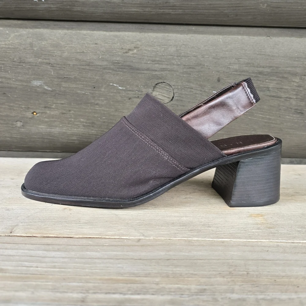 Nine West Tisha 90s Minimalist Revival Slingback Mule Block Heels 7.5M